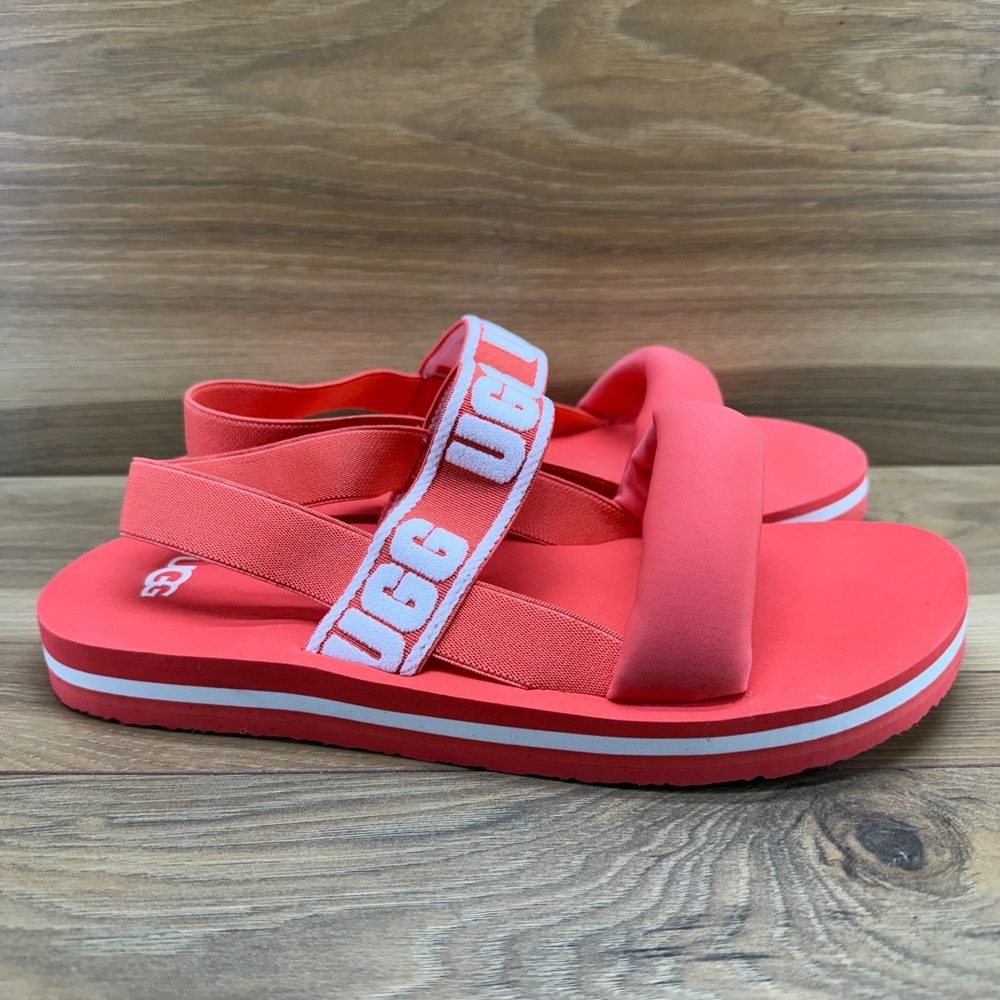 UGG Zuma Sling Slide Sandals Youth Big Girls 6 EU 38 Coral Orange Preppy Resort